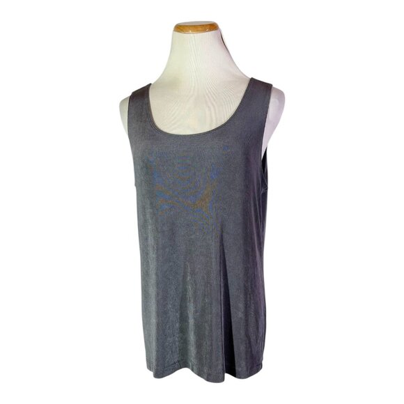 Chico's Travelers Size 2 (L) Slinky Knit Tank Top Scoop Neck Silvery Grey - Picture 1 of 7